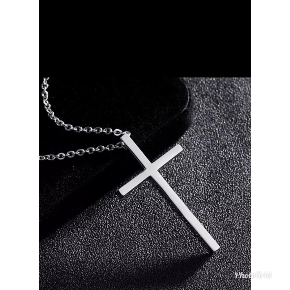 Stainless Steel Cross Pendant Necklace for Men - Picture 3 of 8